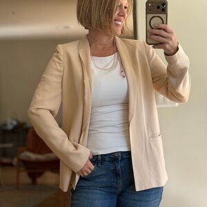 Alice + Olivia Size Small / 6 Cream Beige Tan Hook Blazer Tencel Soft Jacket